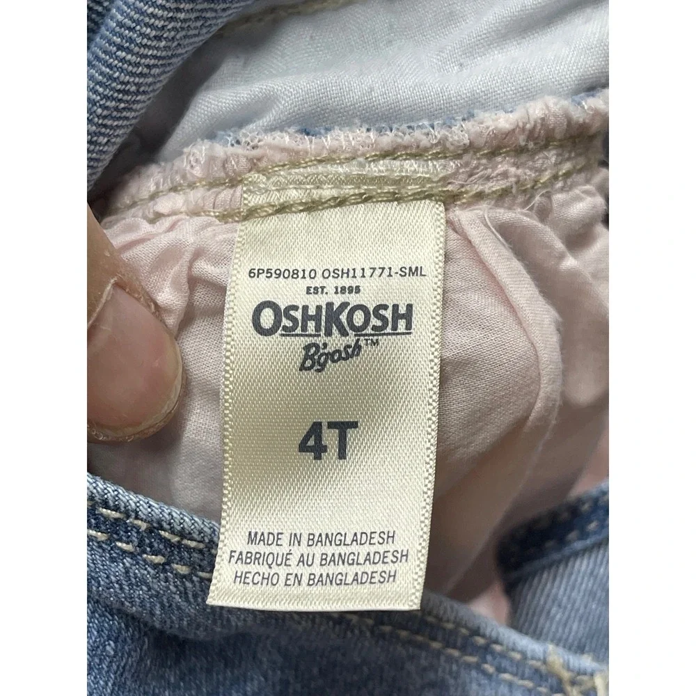 OshKosh Bgosh Girls 4T Denim Unicorn Tutu Jumper Dress Pink Glitter Tulle Skirt